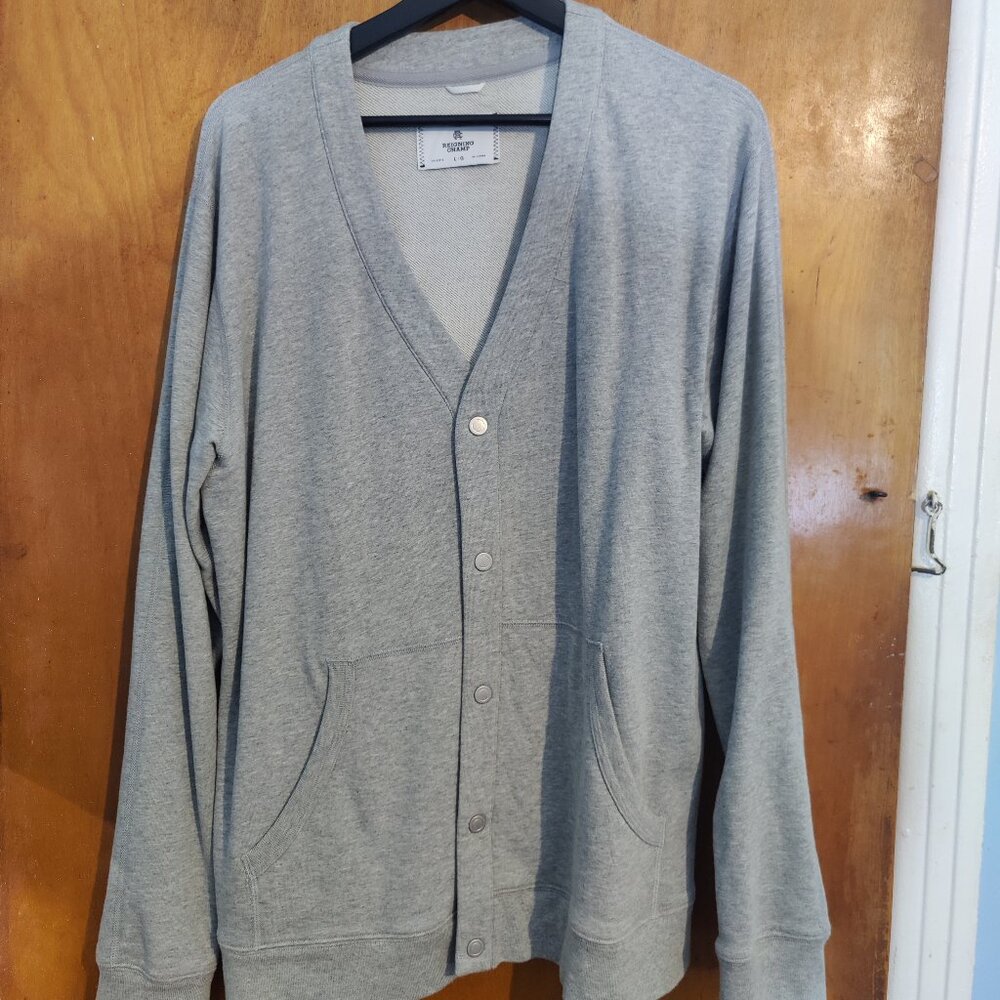 Reigning Champ Lightweight Terry Slim Cardigan - Men's Heather Grey / L